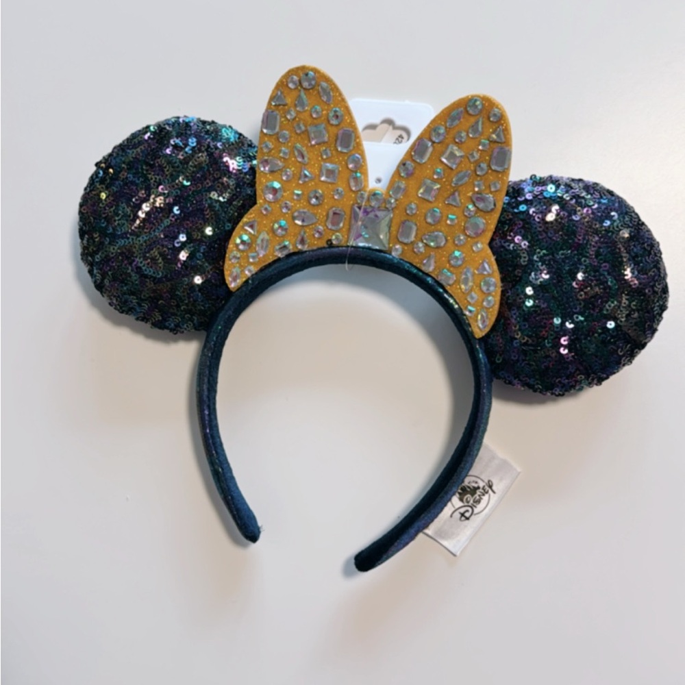 Sequin Mouse Ears Headband with Gold Bow